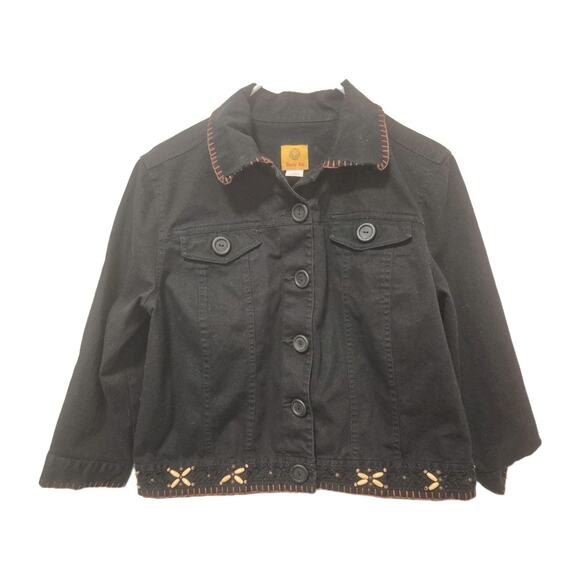 Ruby Road Bead Embellished Short Black Jacket Embroidered Women Size 12 - Picture 9 of 9